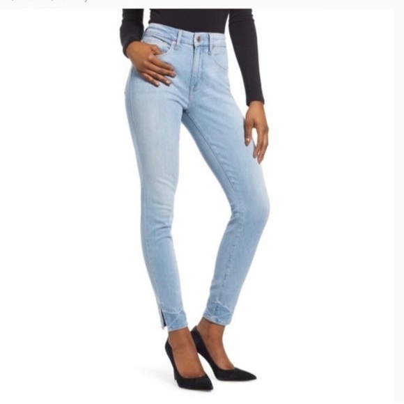 Good American Denim - Good American Good Legs Split Hem Skinny Jeans Light Wash Size 12/31